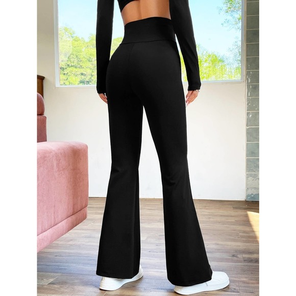 y2k trendy Overlap Waist v Flare Leg Pants - Picture 2 of 11